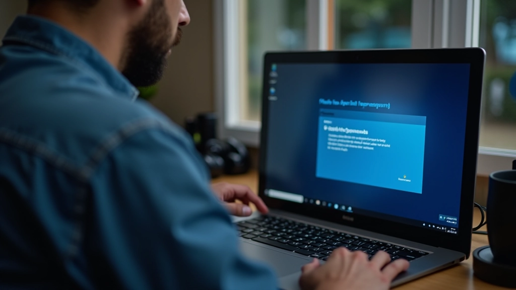 Técnico instalando sistema operativo en laptop nueva